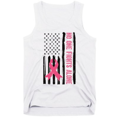 No One Fights Alone Breast Cancer Usa Ribbon Tank Top