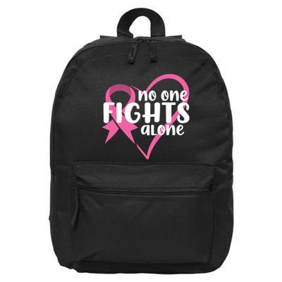 No One Fights Alone Breast Cancer Heart 16 in Basic Backpack