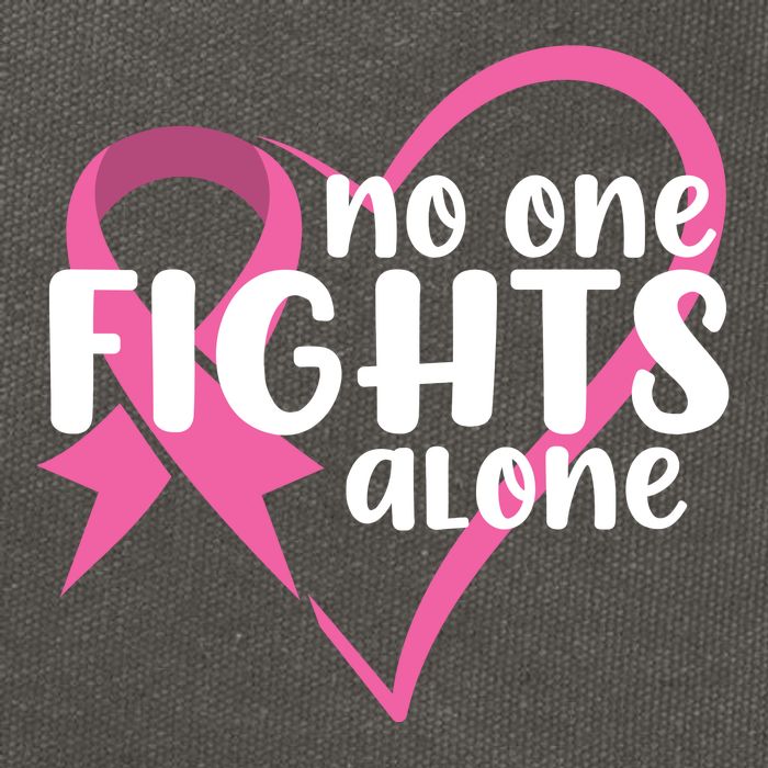 No One Fights Alone Breast Cancer Heart Cotton Canvas Backpack