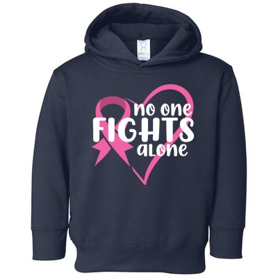 No One Fights Alone Breast Cancer Heart Toddler Hoodie