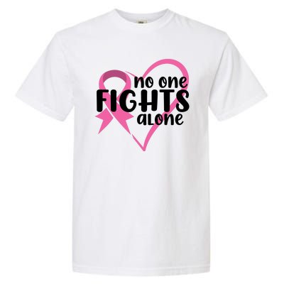 No One Fights Alone Breast Cancer Heart Garment-Dyed Heavyweight T-Shirt