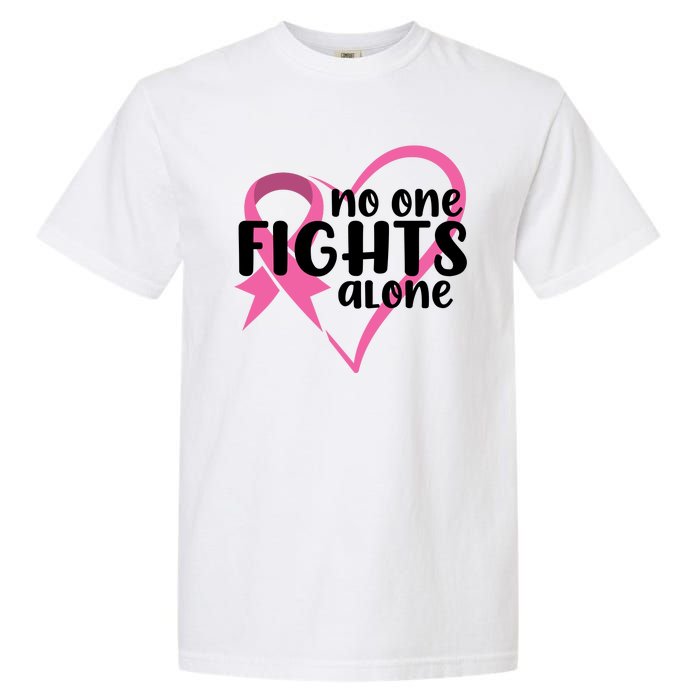 No One Fights Alone Breast Cancer Heart Garment-Dyed Heavyweight T-Shirt