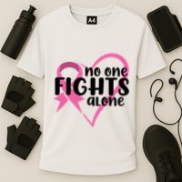 No One Fights Alone Breast Cancer Heart Cooling Performance Crew T-Shirt