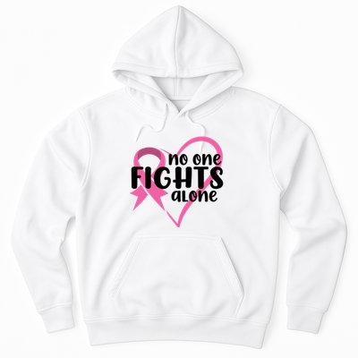 No One Fights Alone Breast Cancer Heart Hoodie