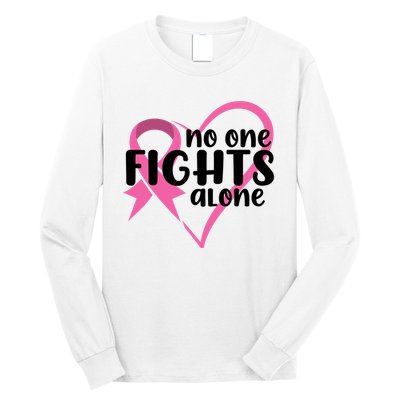 No One Fights Alone Breast Cancer Heart Long Sleeve Shirt