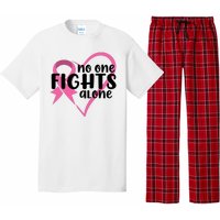 No One Fights Alone Breast Cancer Heart Pajama Set