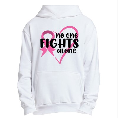 No One Fights Alone Breast Cancer Heart Urban Pullover Hoodie