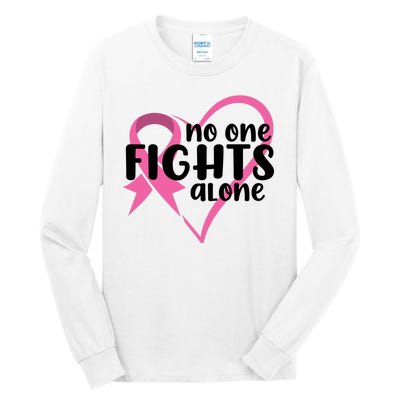 No One Fights Alone Breast Cancer Heart Tall Long Sleeve T-Shirt