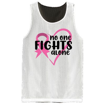 No One Fights Alone Breast Cancer Heart Mesh Reversible Basketball Jersey Tank