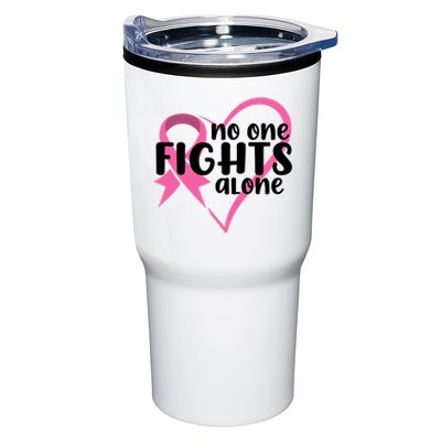 No One Fights Alone Breast Cancer Heart Tumbler