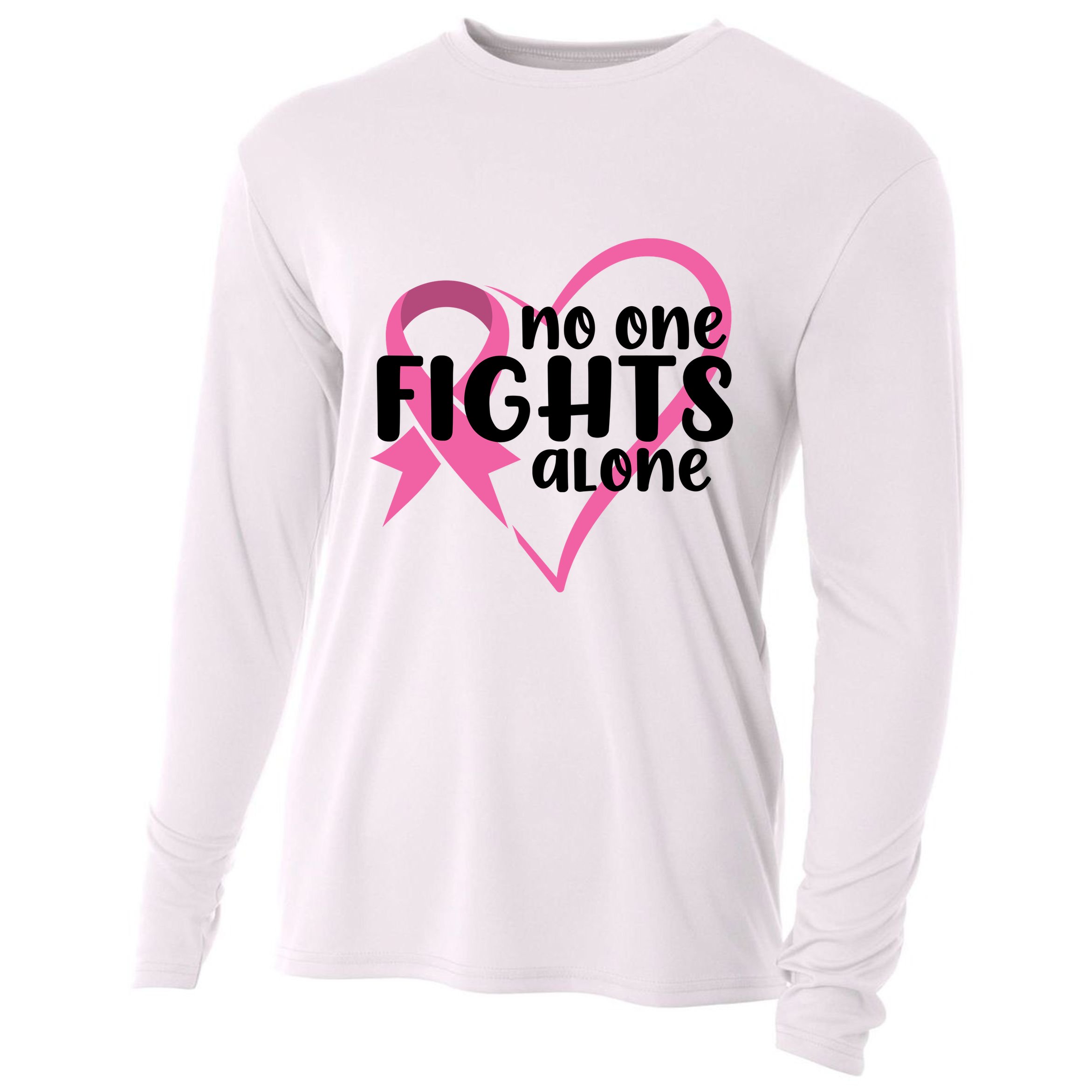 No One Fights Alone Breast Cancer Heart Cooling Performance Long Sleeve Crew