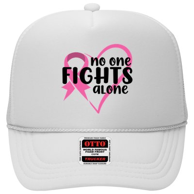 No One Fights Alone Breast Cancer Heart Trucker Hat