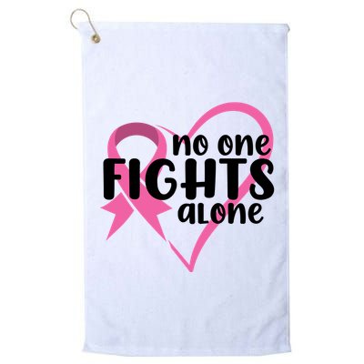 No One Fights Alone Breast Cancer Heart Golf Towel