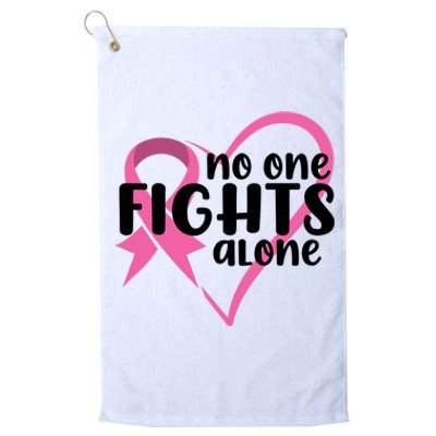 No One Fights Alone Breast Cancer Heart Platinum Collection Golf Towel