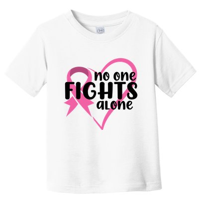 No One Fights Alone Breast Cancer Heart Toddler T-Shirt