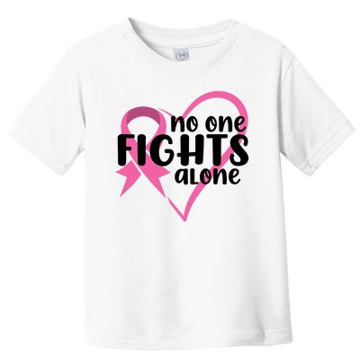 No One Fights Alone Breast Cancer Heart Toddler T-Shirt