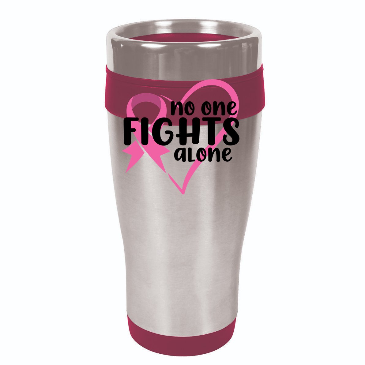 No One Fights Alone Breast Cancer Heart Cropped Pullover Crew