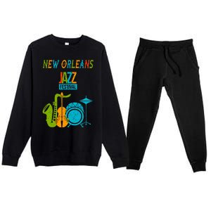 New Orleans Festival Of Jazz Music Gift Louisiana Jazz Premium Crewneck Sweatsuit Set