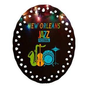 New Orleans Festival Of Jazz Music Gift Louisiana Jazz Ceramic Oval Ornament