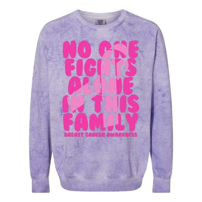 No One Fight Alone In This Family Breast Cancer Colorblast Crewneck Sweatshirt