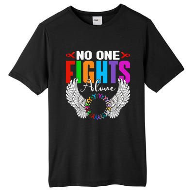 No One Fight Alone Angel Wings World Cancer Day Tall Fusion ChromaSoft Performance T-Shirt