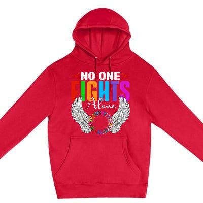 No One Fight Alone Angel Wings World Cancer Day Premium Pullover Hoodie