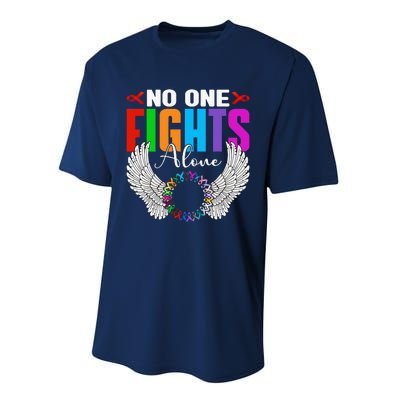 No One Fight Alone Angel Wings World Cancer Day Performance Sprint T-Shirt