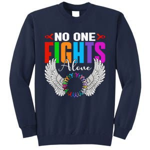 No One Fight Alone Angel Wings World Cancer Day Tall Sweatshirt