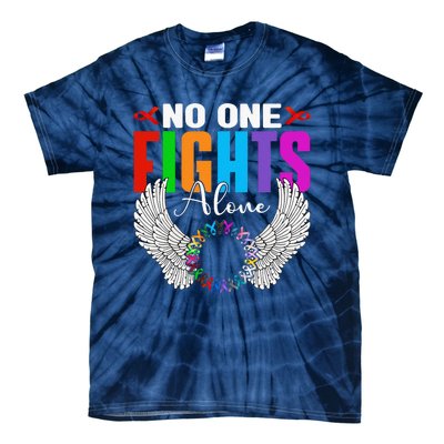 No One Fight Alone Angel Wings World Cancer Day Tie-Dye T-Shirt