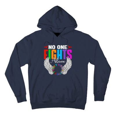 No One Fight Alone Angel Wings World Cancer Day Tall Hoodie