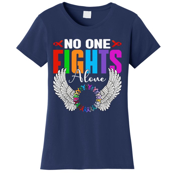 No One Fight Alone Angel Wings World Cancer Day Women's T-Shirt