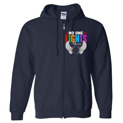 No One Fight Alone Angel Wings World Cancer Day Full Zip Hoodie