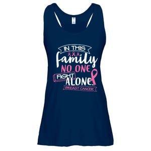 No One Fight Alone In This Family Pink Ribbon Breast Cancer Ladies Essential Flowy Tank