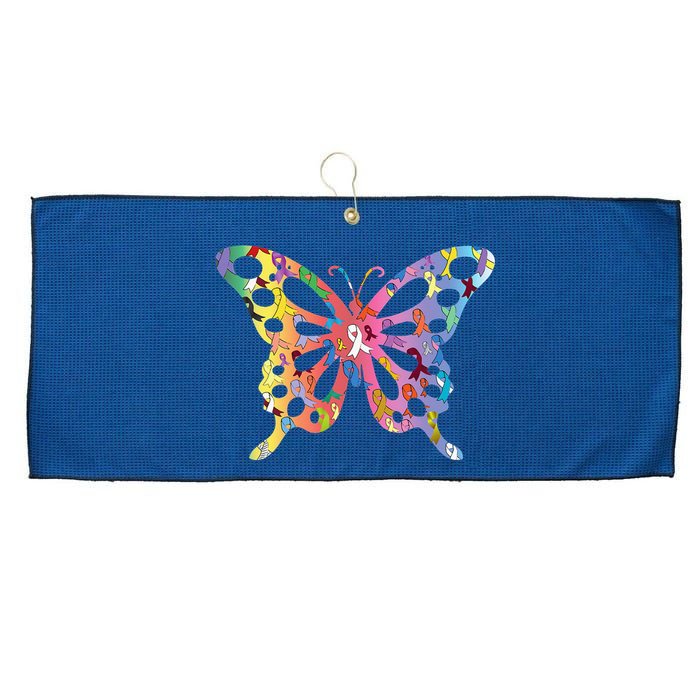 No One Fight Alone Butterfly All Cancer Matters Cancer Large Microfiber Waffle Golf Towel