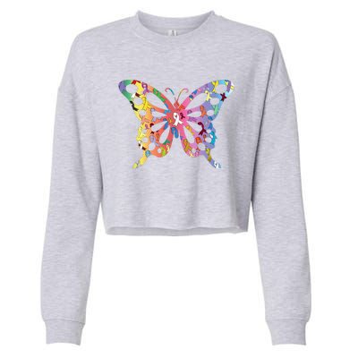 No One Fight Alone Butterfly All Cancer Matters Cancer Cropped Pullover Crew