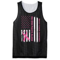 No One Fights Breast Cancer Alone USA Flag Pink Ribbon Mesh Reversible Basketball Jersey Tank