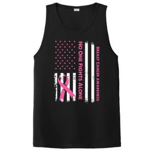 No One Fights Breast Cancer Alone USA Flag Pink Ribbon PosiCharge Competitor Tank