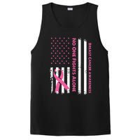 No One Fights Breast Cancer Alone USA Flag Pink Ribbon PosiCharge Competitor Tank