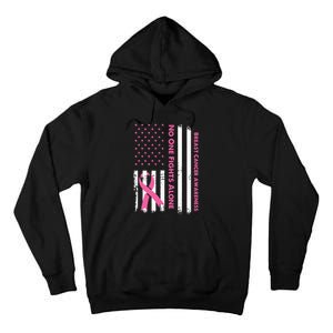 No One Fights Breast Cancer Alone USA Flag Pink Ribbon Tall Hoodie