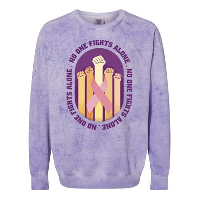 No One Fights Alone Breast Cancer Colorblast Crewneck Sweatshirt