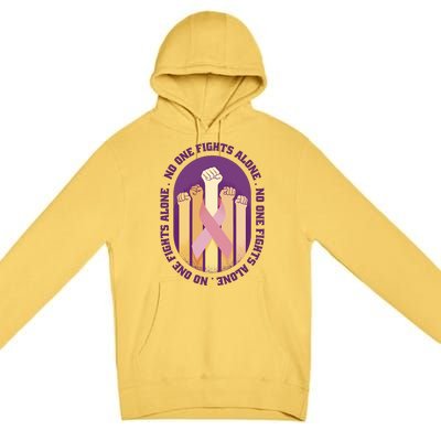 No One Fights Alone Breast Cancer Premium Pullover Hoodie