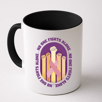 No One Fights Alone Breast Cancer Mug