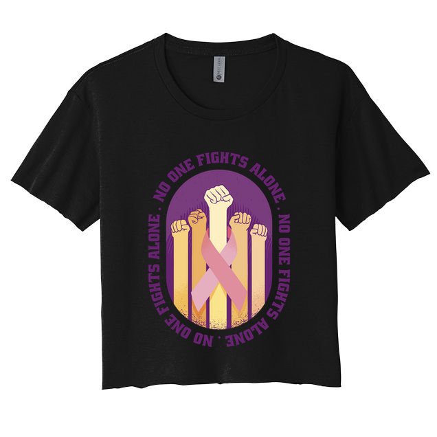 No One Fights Alone Breast Cancer Women's Crop Top Tee