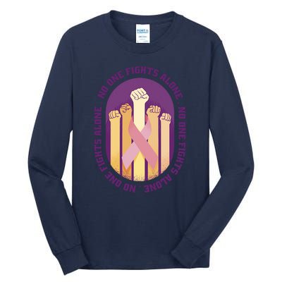 No One Fights Alone Breast Cancer Tall Long Sleeve T-Shirt