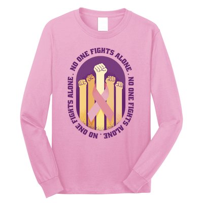 No One Fights Alone Breast Cancer Long Sleeve Shirt