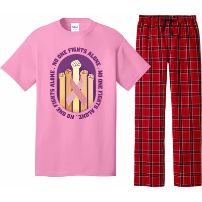 No One Fights Alone Breast Cancer Pajama Set