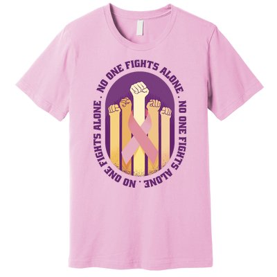 No One Fights Alone Breast Cancer Premium T-Shirt