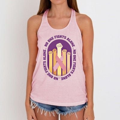 No One Fights Alone Breast Cancer Women's Knotted Racerback Tank