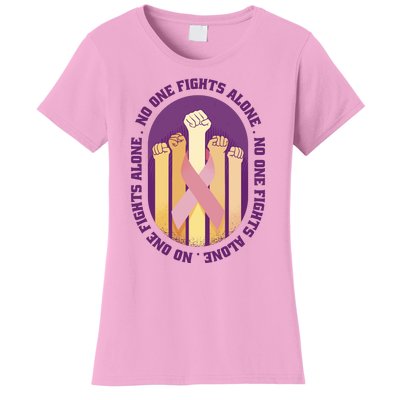 No One Fights Alone Breast Cancer Women's T-Shirt