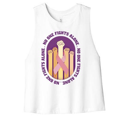 No One Fights Alone Breast Cancer Women's Racerback Cropped Tank